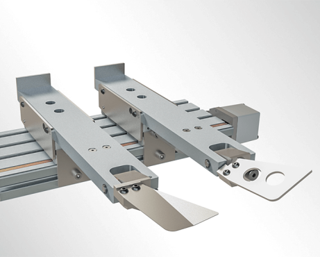 Standard back stop fingers, standard fingers can be replaced with spring fingers to achieve a reduced back stop dimension.