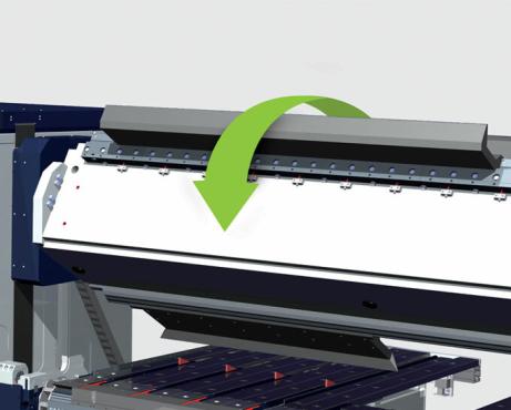 Rotating clamping beam includes a second set of tools.